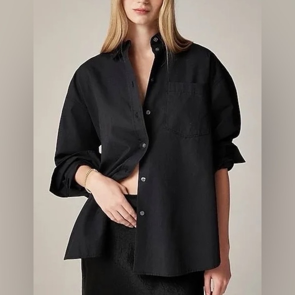 J. Crew Étienne Oversized Black Oxford Shirt